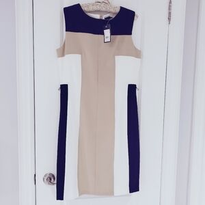 NWT Laura Color Block Sheath Midi Dress- Size 12- Belt Not Included